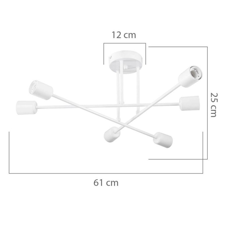 Lustra cu sase lumini PWL-1122, E27, auriu, 61x25 cm - 2 | YEO