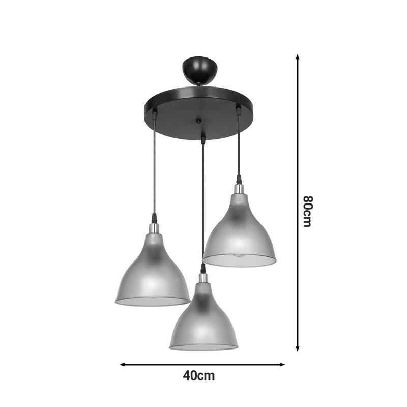 Lustra Orazio 3 lumini ambra negru 40x40x80 cm