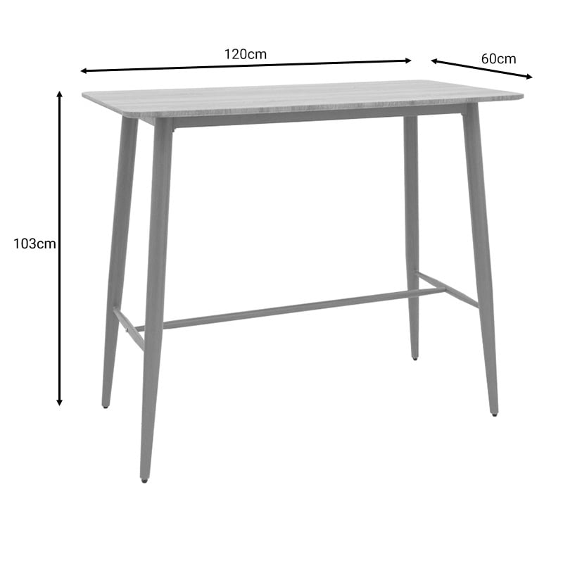 Masa bar Senso sonoma suprafata picior metal natural 120x60x103 cm