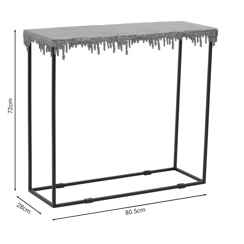 Masa consola Bulco metal auriu-negru 80.5x28x72 cm - 4 | YEO