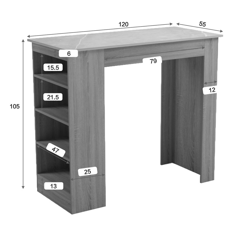 Masa de bar, Riff, Pako, Bej 120x55x105 cm - 3