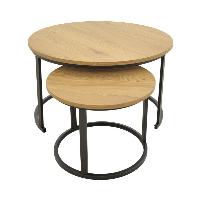 Masa de cafea Revelon, Pako World, MDF, 2 piese, Nuc, 80x80x45 cm - 2 | YEO