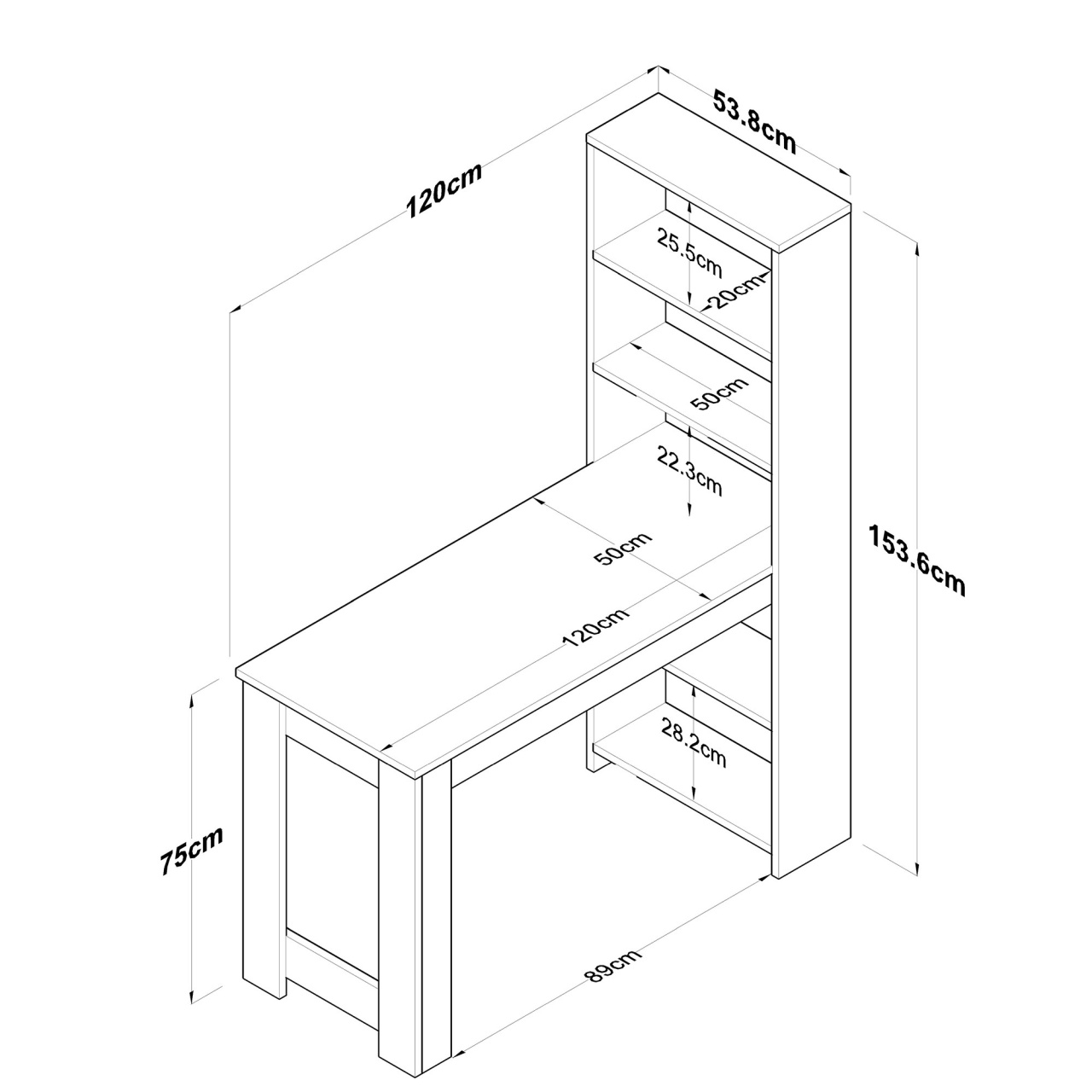 Masa de toaleta BJ113 Nuc 120x153.6x53.8 cm - 4 | YEO