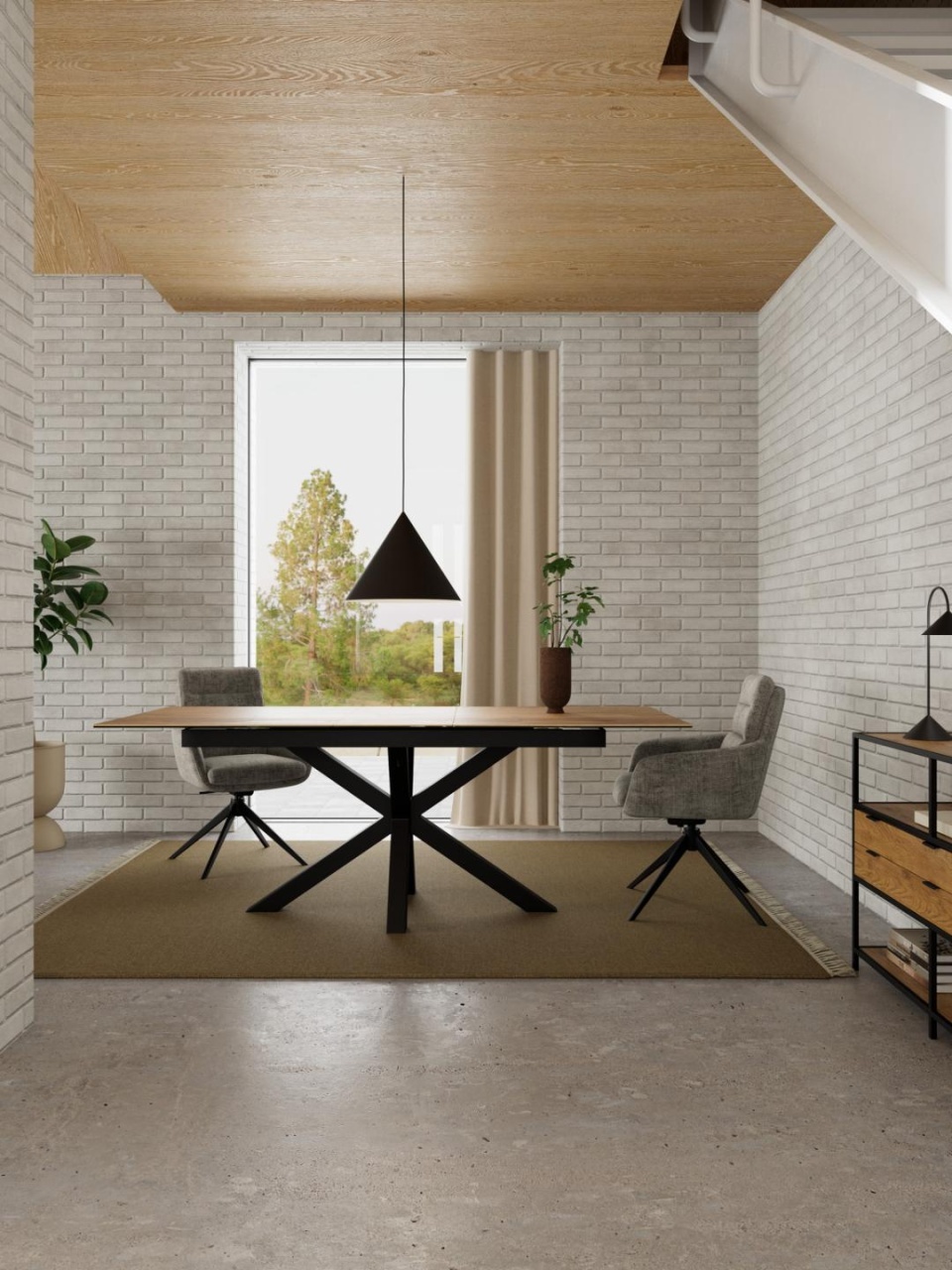 Masa dining Heaven, Natural, 76x210x90 cm - Imagine 2