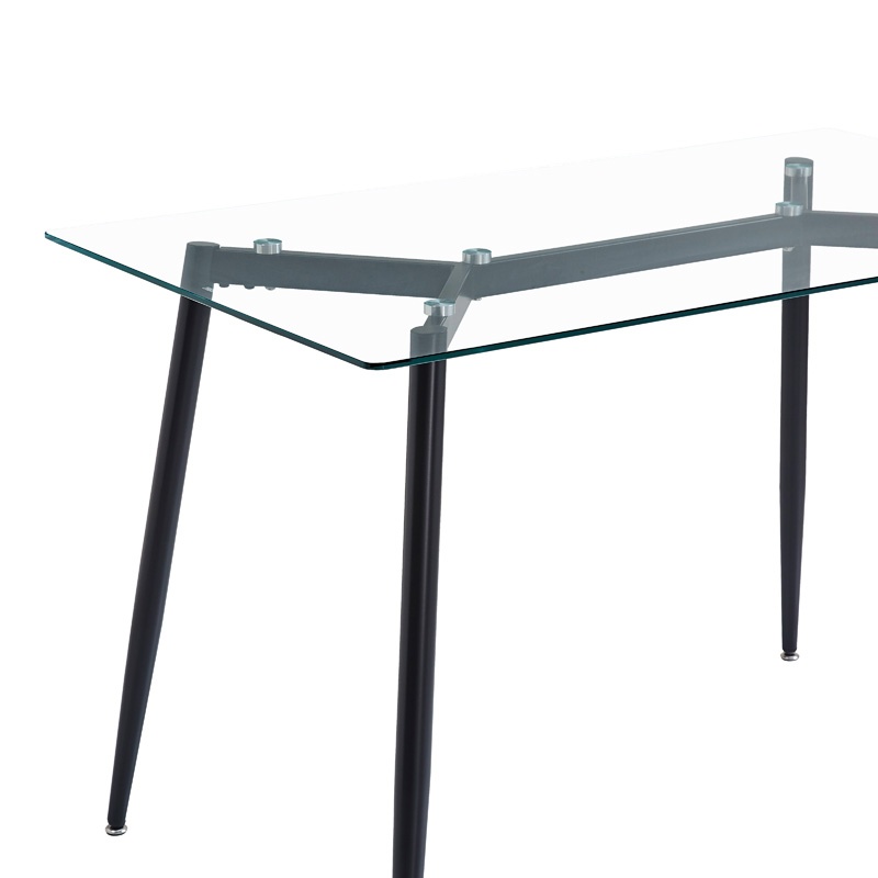 Masa dining Quana, Pako World, Sticla, Picioare negre, 120x70x75 cm