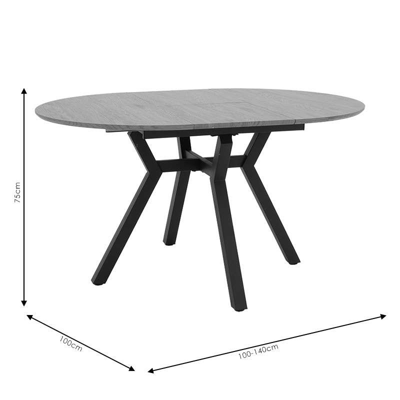 Masa extensibila Frances MDF de culoare sonoma - negru 100 - 140x100x75cm