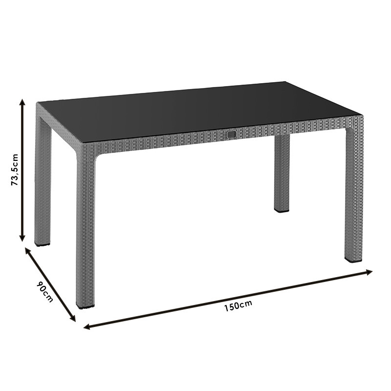 Masa exterior Explore cu protectie UV plastic culoare maro 150x90x73.5cm - 2 | YEO