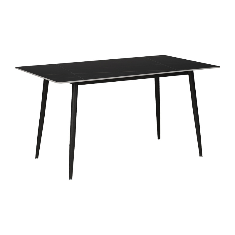 Masa Gustas piatra sinterizata marmura negru picior metal negru 160x80x75 cm