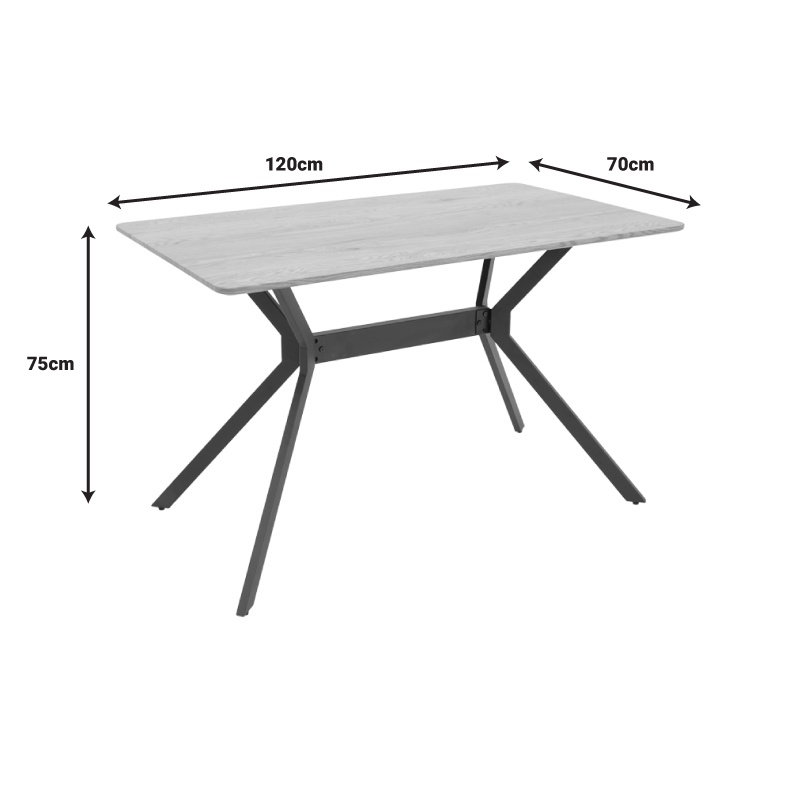 Masa Nerelis MDF naturala si picioare din metal negru 120x70x75 cm