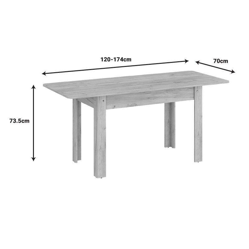 Masa Quiin extensibila melamina culoare stejar 120x70x73.5 cm