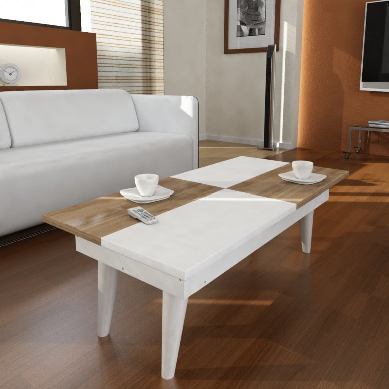 Masuta de Cafea Castrum - Alb, Walnut