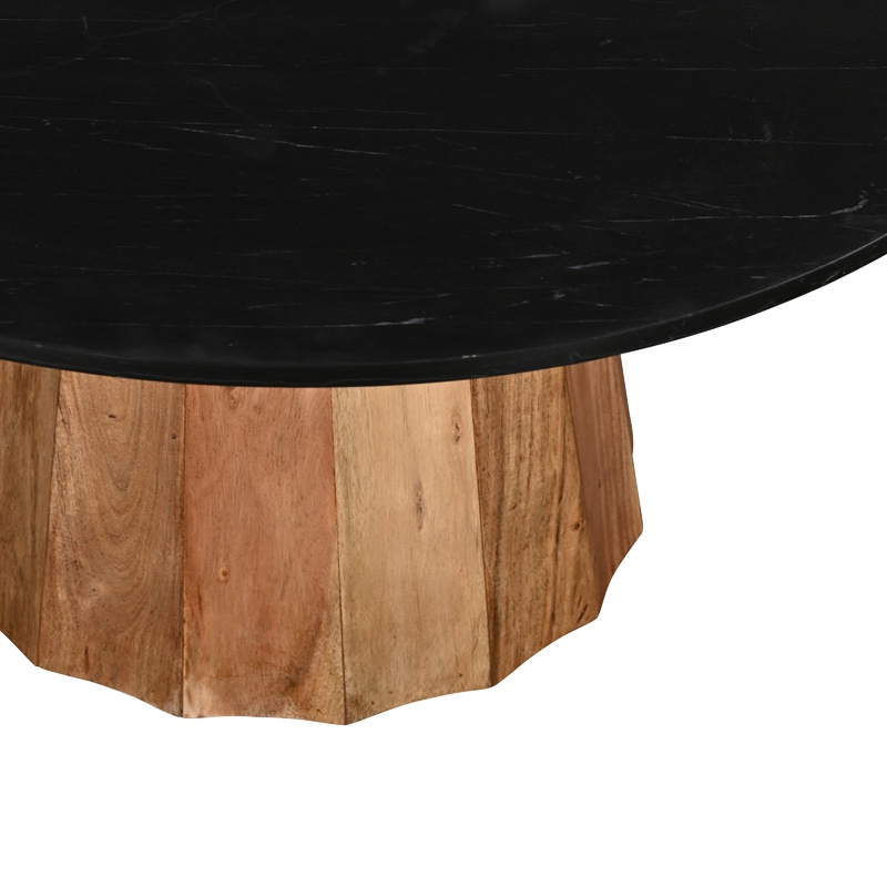 Masuta de cafea Ezerdian boho Negru 90x90x45 cm - 3 | YEO