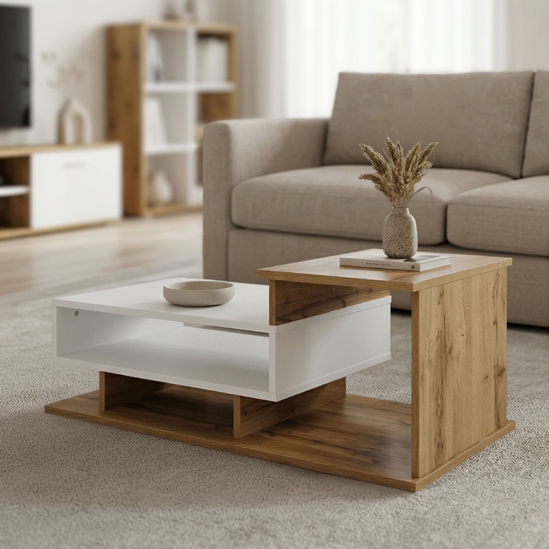Masuta de cafea Nuvele Alb 50x90x35 cm