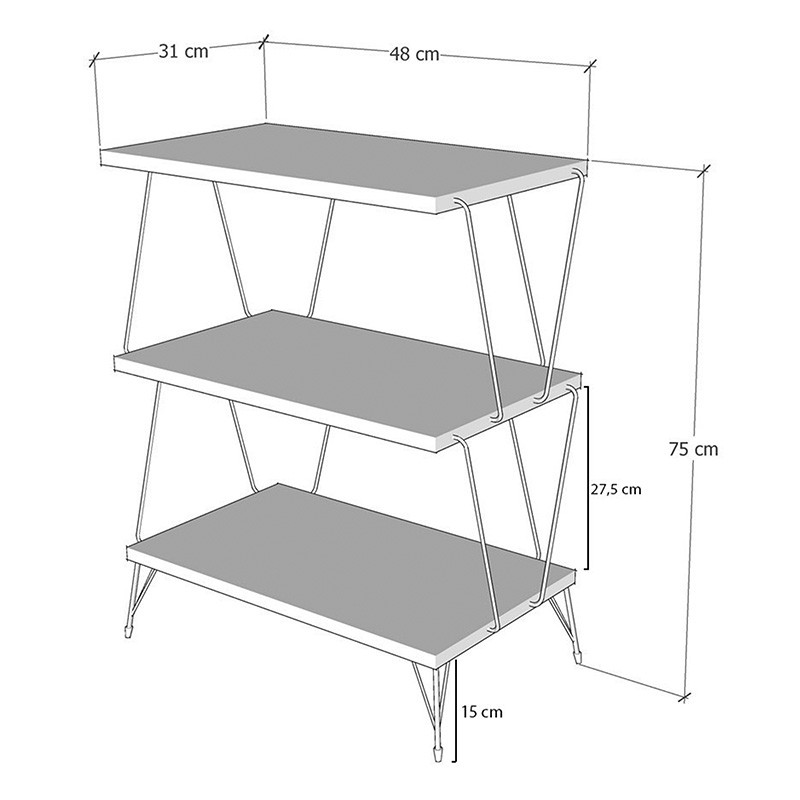 Masuta laterala TARS culoare lemn natural - culoarea nuc 48x31x78cm