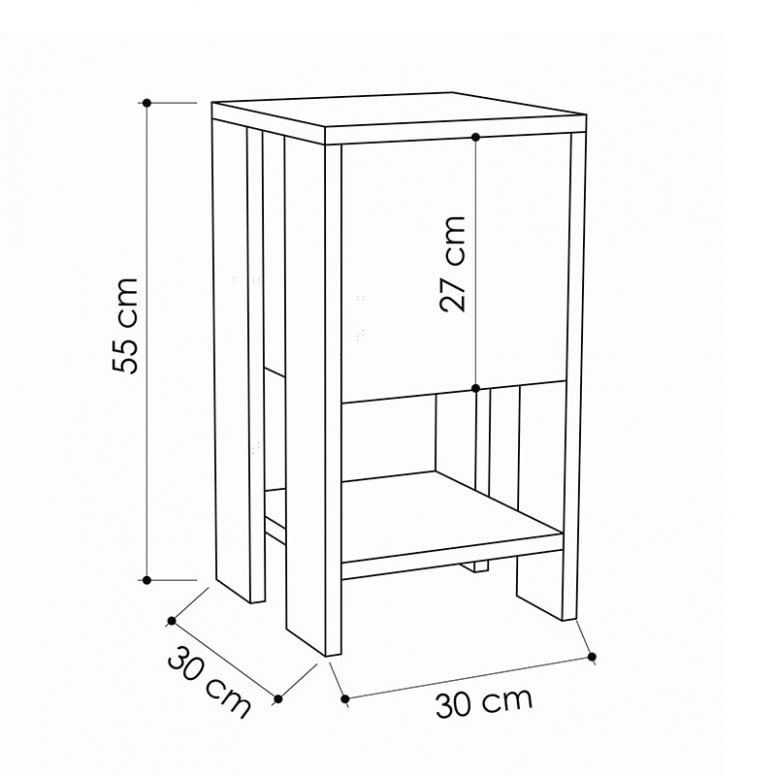 Noptiera Ema Alb 30x30x55 cm - 2 | YEO