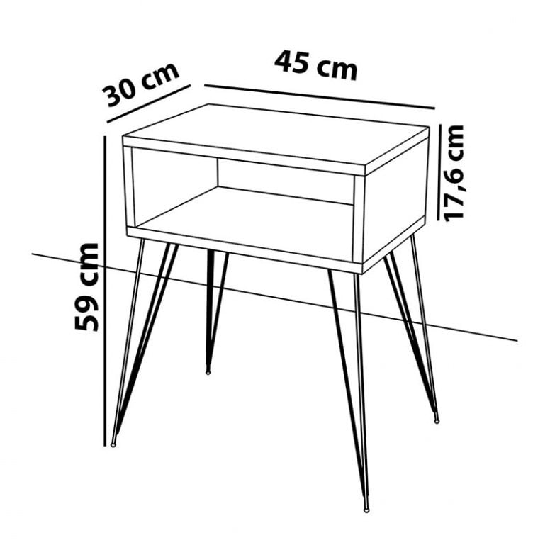 Noptiera Naida Walnut-Negru 45x30x59 cm - 3 | YEO