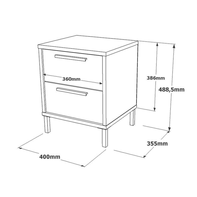 Noptiera Nako metal negru si melamina nuanta naturala 40x35.5x48.8 cm