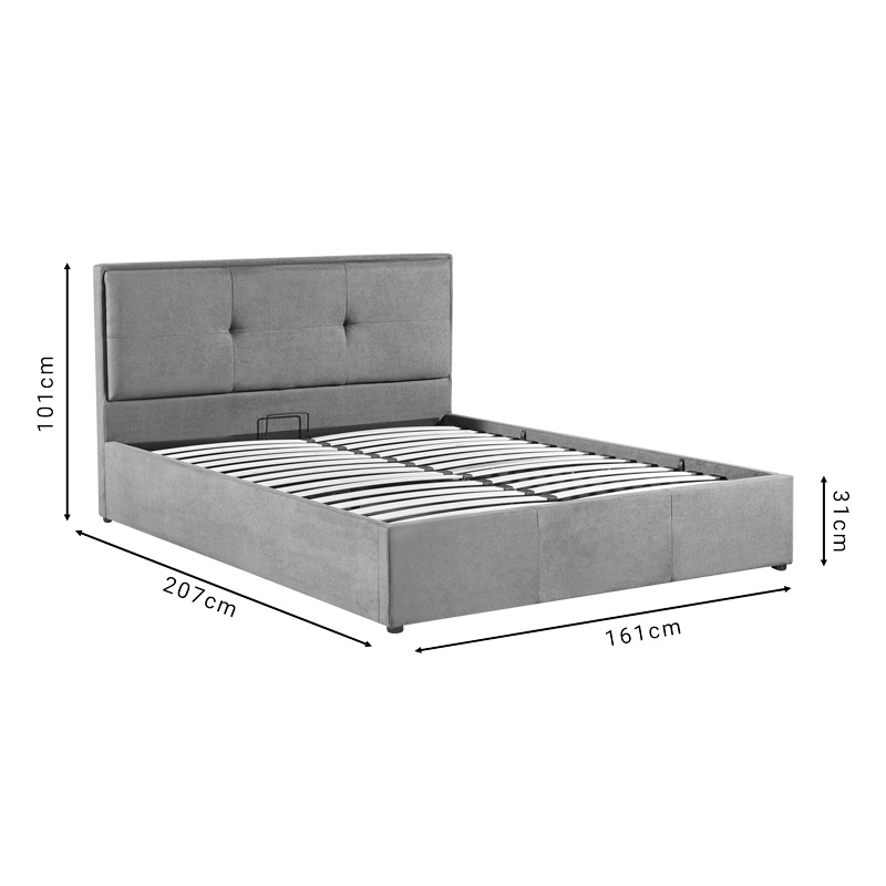 Pat dublu cu spatiu de depozitare Sonnie Pako World Gri inchis 150x200x30 cm