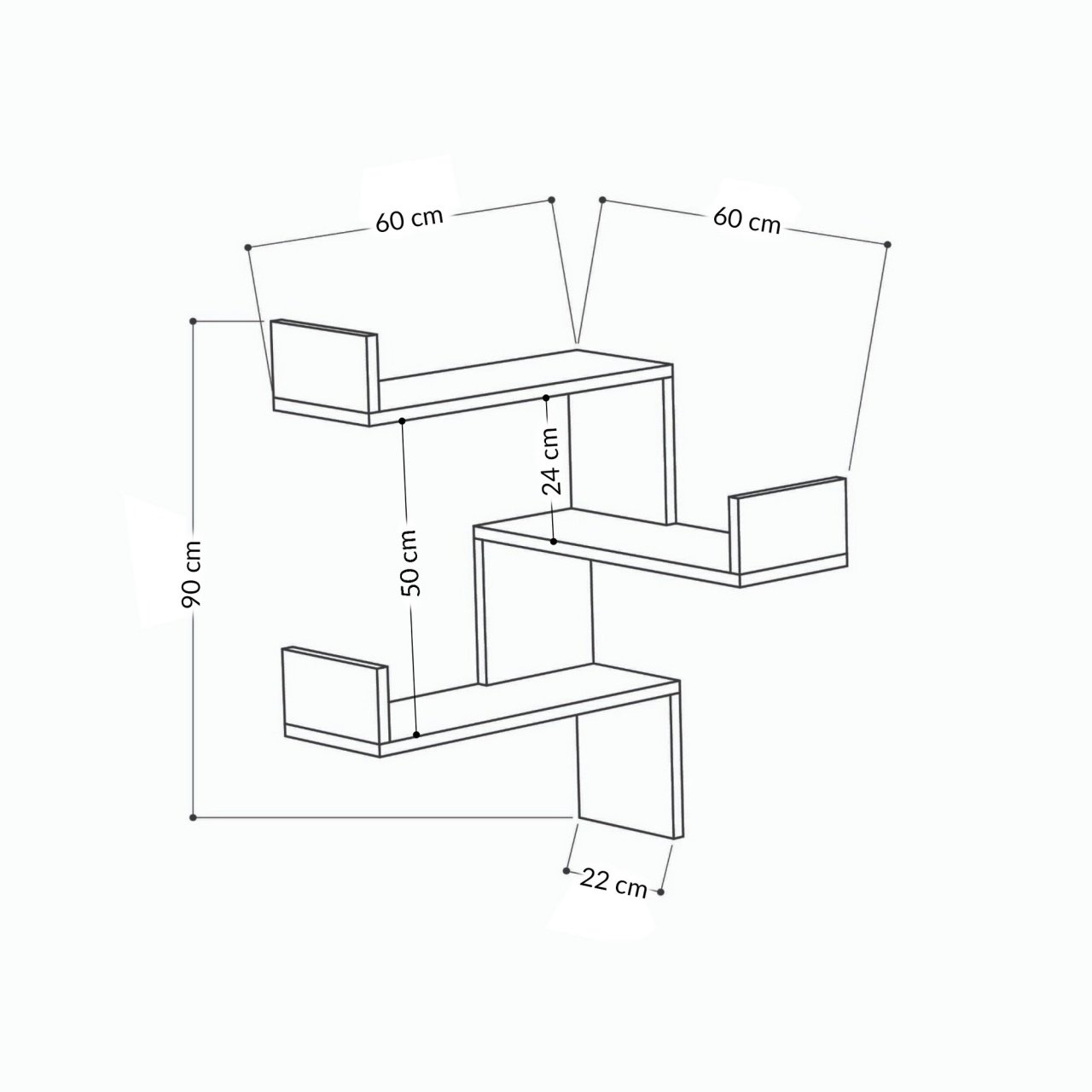 Raft de colt Luksa Alb 60x90x60 cm