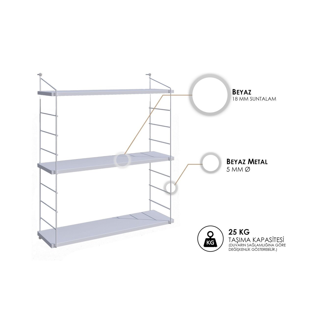 Raft de perete Armoni Alb 72x85x20 cm - 2 | YEO