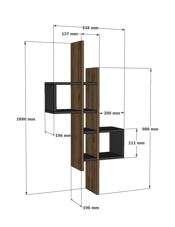 Raft de Perete Emse Oak-Antracit - 3 | YEO