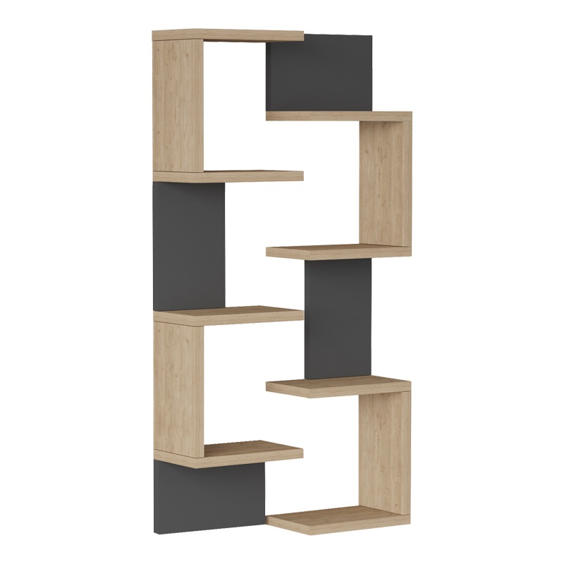 Raft de perete Pomar, Pako World, Antracit-Natural, 47x14x92 cm