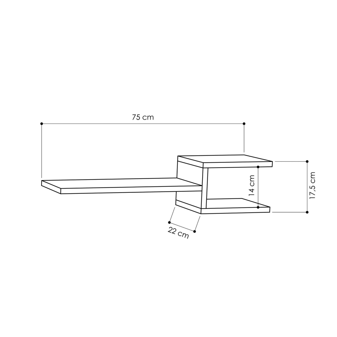 Raft Fork Alb 75x17.5x22 cm