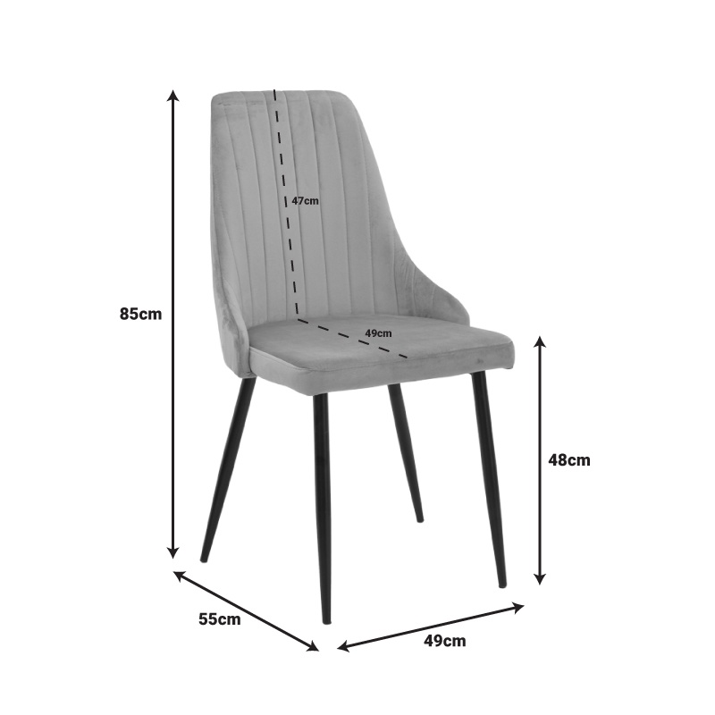 Scaun Azori catifea bej gri cu picioare metalice negre 49x55x85 cm