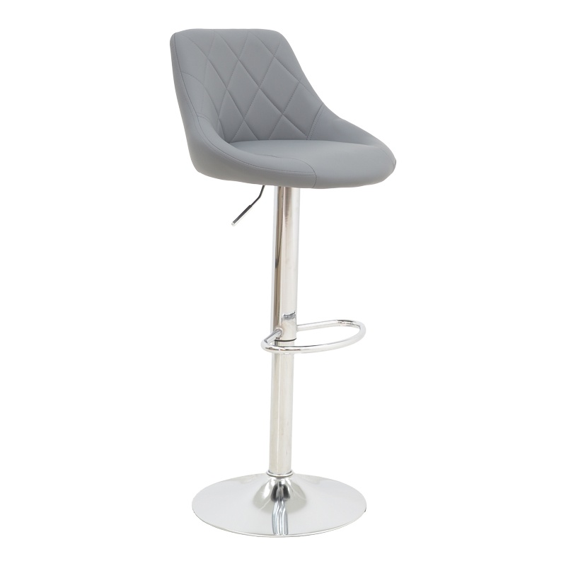 Scaun bar Boronez inaltime ajustabila piele ecologica PU gri si baza cromata 47x49x112 cm