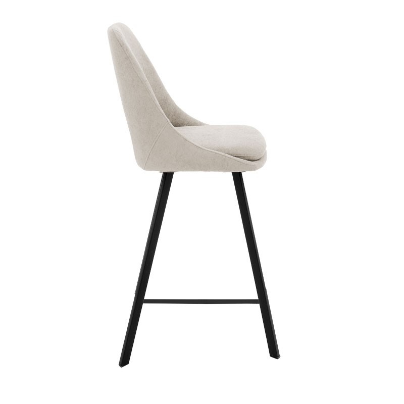 Scaun bar Initiate crem din material teddy cu picioare din metal negru 48x56x98 cm - 2 | YEO
