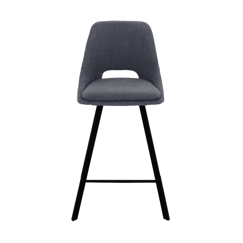 Scaun bar Initiate material teddy gri inchis cu picioare metalice negre 48x56x98 cm - 3 | YEO