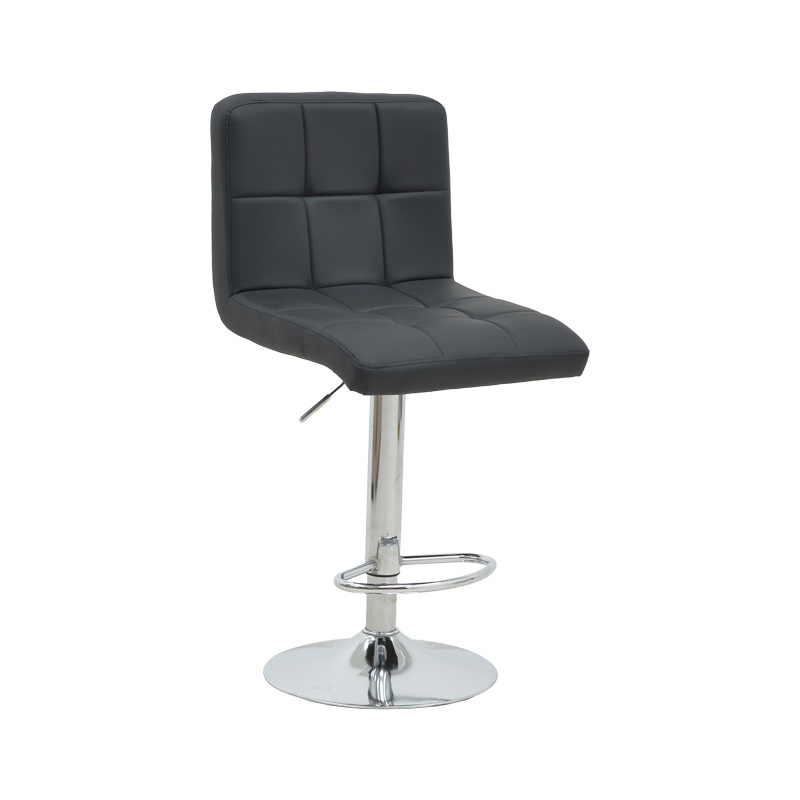 Scaun bar Remina inaltime ajustabila negru piele ecologica PU picior metalic cromat 44x44x112 cm - 2 | YEO
