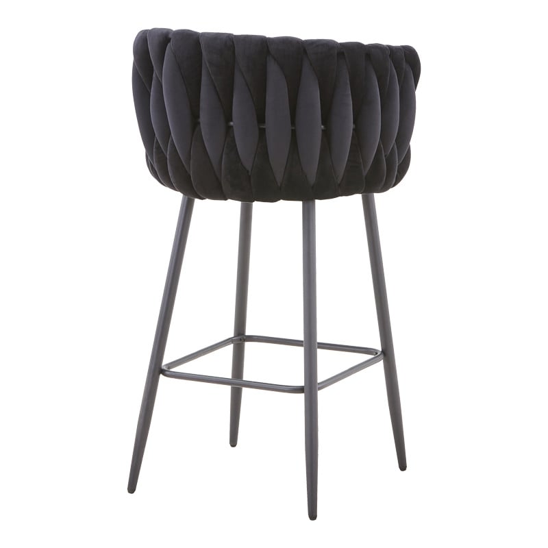 Scaun bar Vivian catifea neagra picior metal negru 57x50x100 cm - 1 | YEO