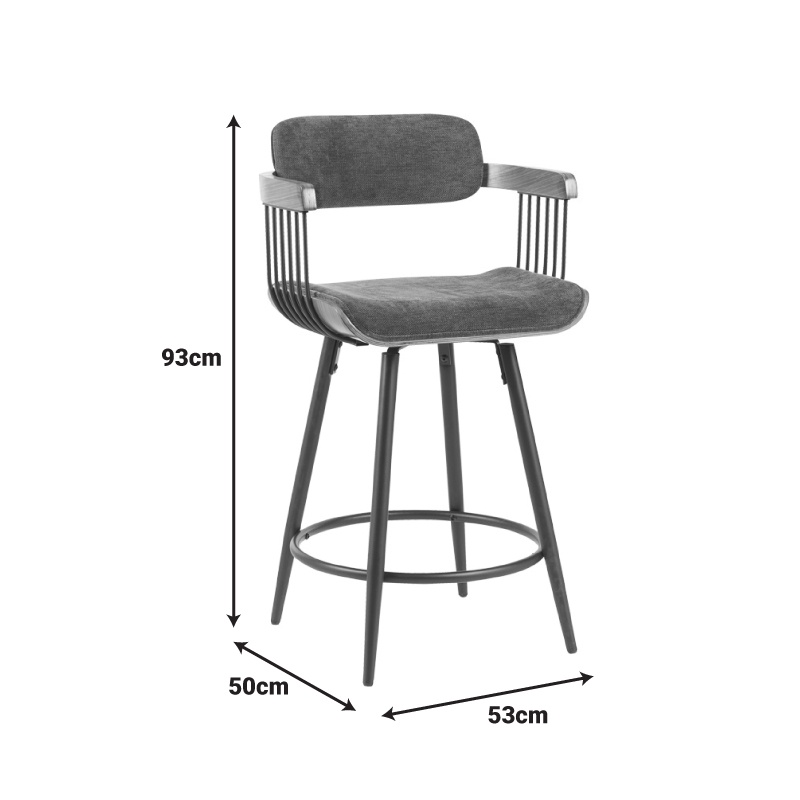 Scaun de bar Cameo Gri inchis 53x50x93 cm