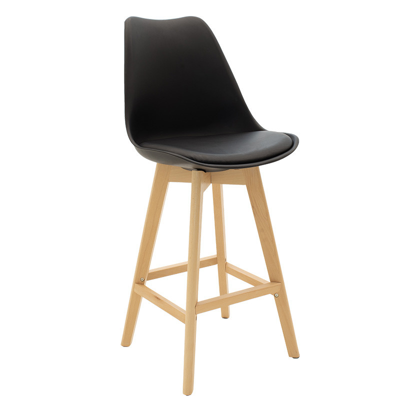 Scaun de bar Gaston plastic - piele ecologica negru