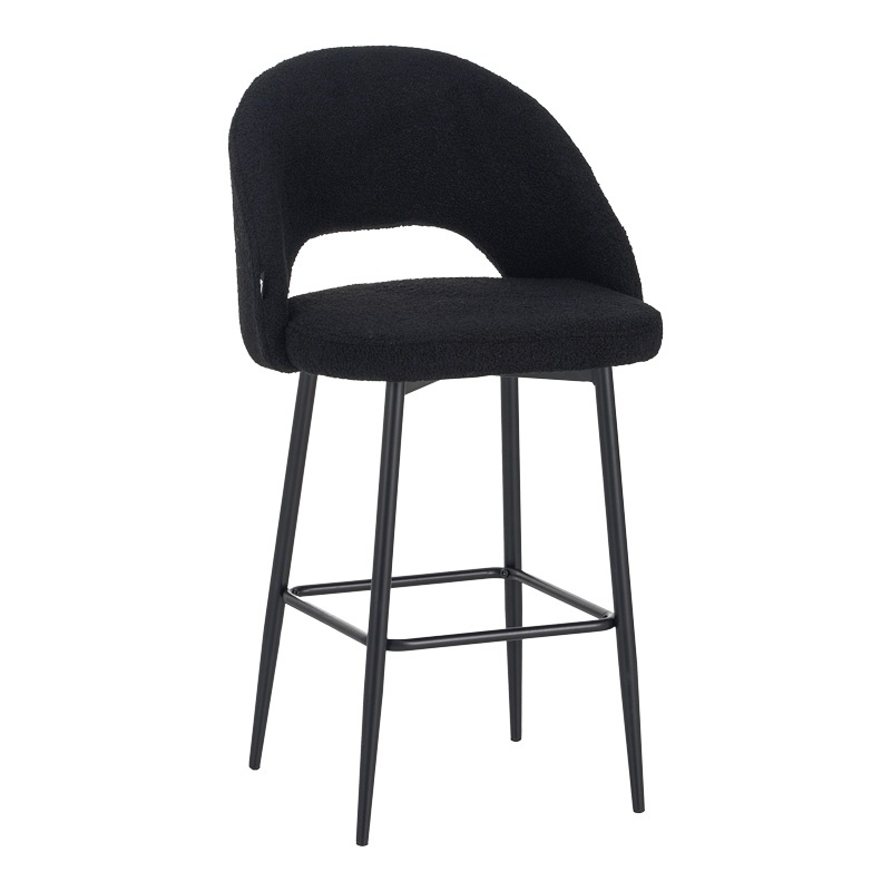 Scaun de bar Masebo, Pako World, Negru, 48x52x97 cm