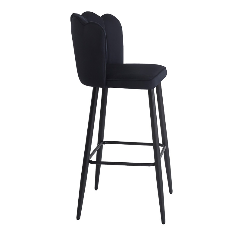 Scaun de bar Velvi, Pako World, Catifea neagra, 46x45x105 cm - 3 | YEO
