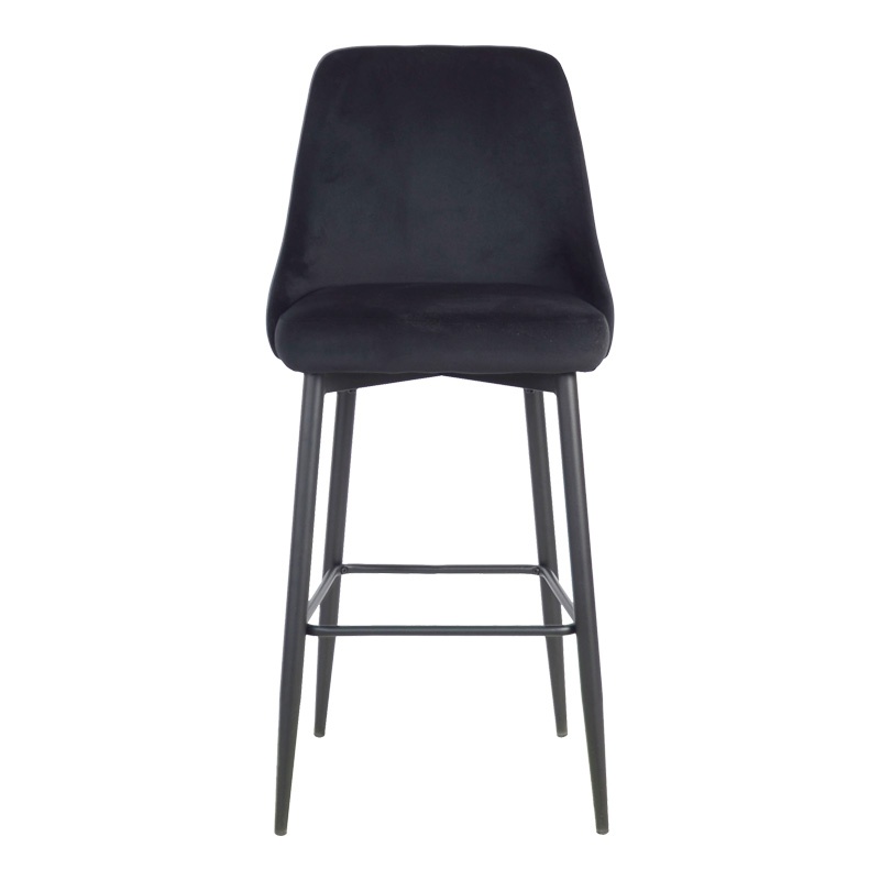 Scaun de bar Zedna, Pako World, Catifea Negru, 52x57x111 cm - 3 | YEO