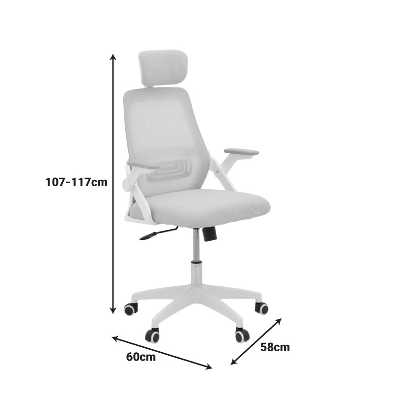 Scaun de birou Peja Alb 58x60x107-117 cm