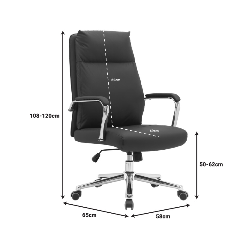 Scaun de birou Siquel, Pako World, Negru, 65x58x108-120 cm