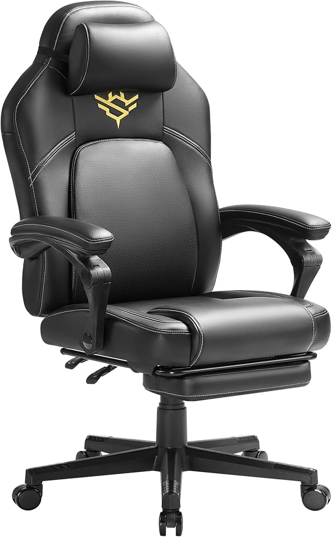 Scaun de gaming Songmics Negru 66.5x71x(119-128.5)cm