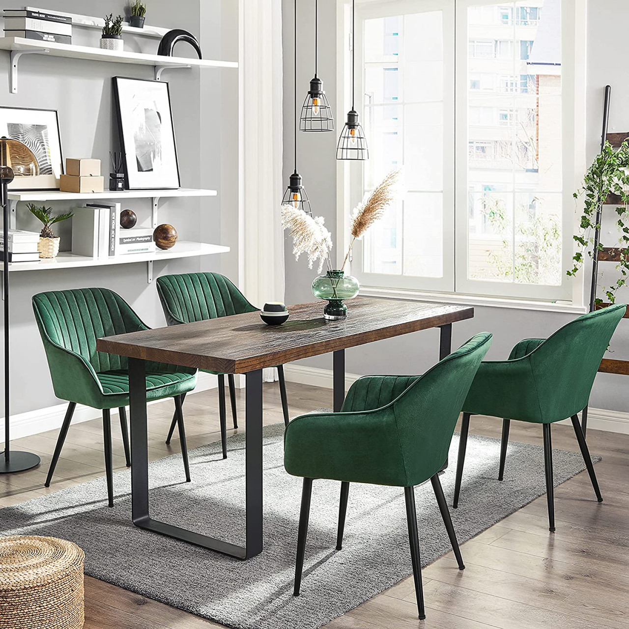 Scaun dining, Songmics, Verde, 62.5x60x85 cm