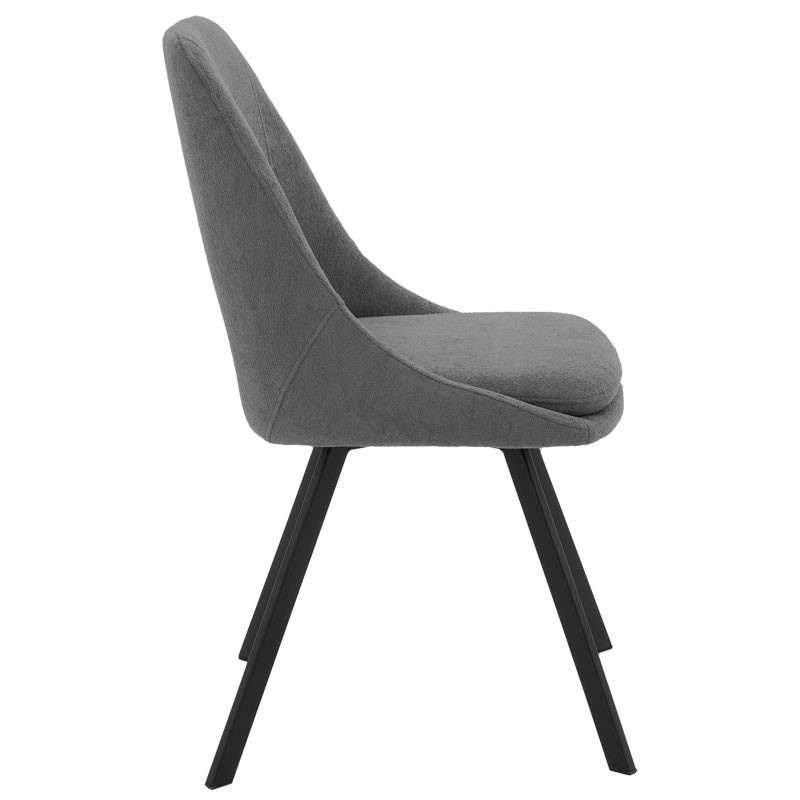 Scaun Initiate material teddy gri inchis picioare metalice negre 48x57x85 cm - 2 | YEO