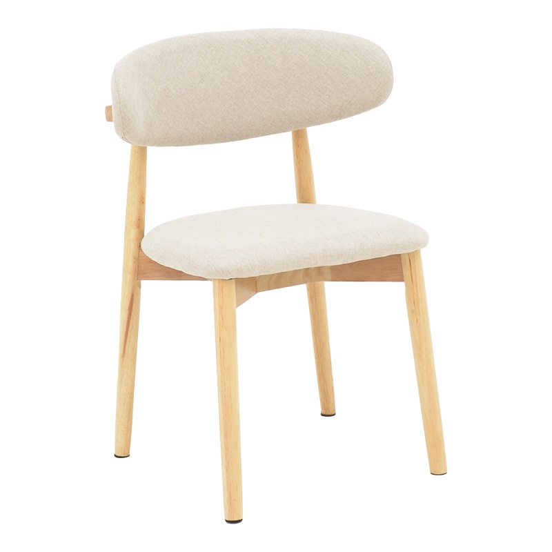 Scaun Ubene din lemn de cauciuc si material textil nuante naturale si bej 46x58x79 cm