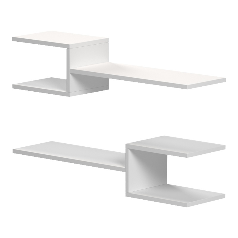 Set 2 bucati Raft de perete, Sumpa, Alb, 20x65x18 cm