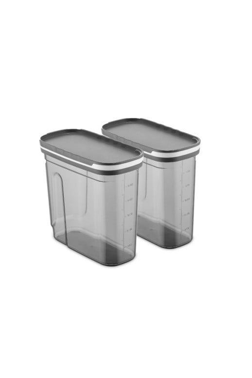 Set 2 cutii de depozitare alimente FOLYBNM-0674, Antracit