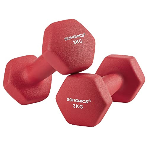 Set 2 gantere 2 x 3 kg, Songmics, Rosu, 20x9x8.5 cm - 1 | YEO