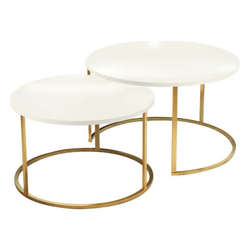 Set 2 masute de cafea Solme Pako World Bej 75x75x45 cm
