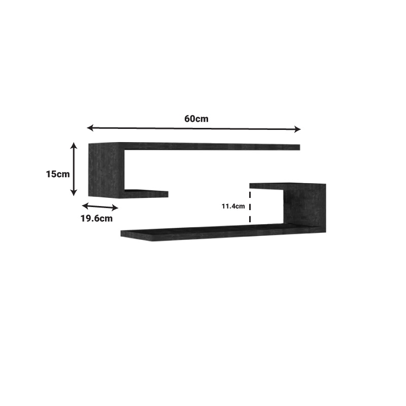 Set 2 rafturi de perete Eldo Pako World Nuc 60x19.6x15 cm