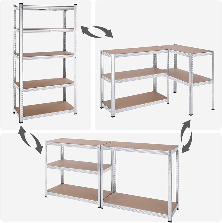Set 2 Rafturi, Songmics, 5 rafturi, 180 x 90 x 40 cm, Silver, GLR040E02 - 5